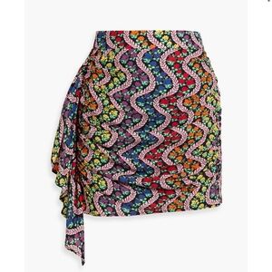 RHODE Hannah draped printed rainbow crepe mini skirt in Excellent Condition